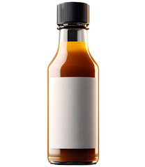 chili sauce bottle, empty label, isolated background