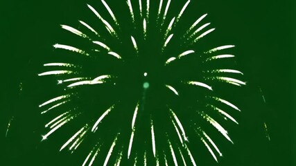 Dynamic green firework explosion against a deep green background ideal for festive events holidays and celebration themes