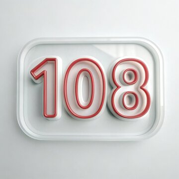 Unique display of the number 108 with a modern design and bold color contrast against a neutral background