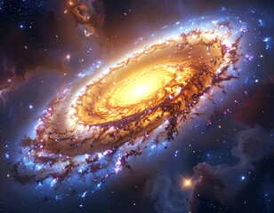 Spectacular spiral formation with radiant core and swirling nebulas