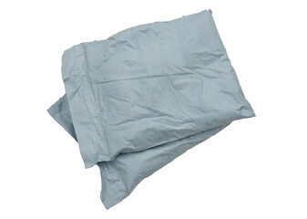 White packaging bags. Bags with substances, clothes or goods. Orders from the online store. Packaging with whitening chalk