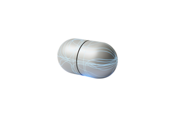 Futuristic Capsule with Glowing Blue Lines technology isolated on a transparent background