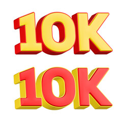 red & yellow 10k followers 3d rendering icon  