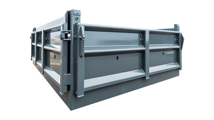 Gray Dump Truck Bed with Metal Reinforcements cargo isolated on a transparent background