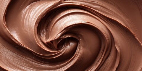 Naklejka premium The Chocolate Swirl Close-Up of Silky Smooth Cocoa Spread in Rich Texture