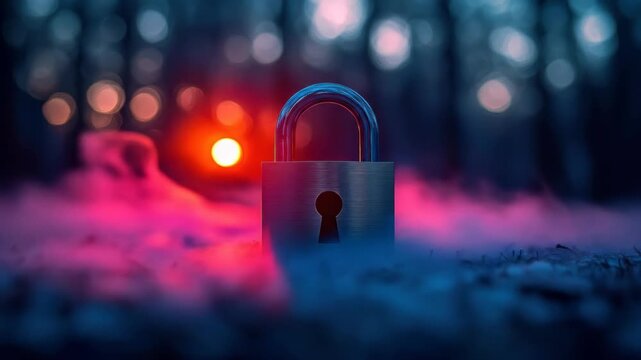 Padlock amidst colorful smoke with bokeh background