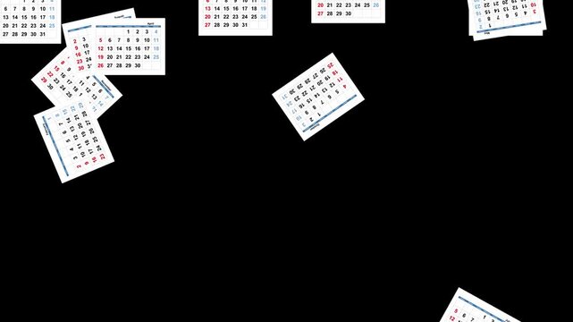 calendar pages leaves falling black background