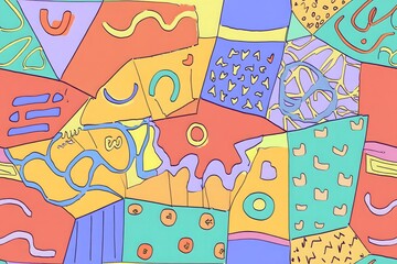 Abstract Colorful Pattern with Shapes and Lines - Creative Background