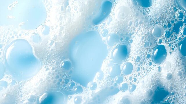 青色の背景にたくさんの細かい白い泡のクローズアップ