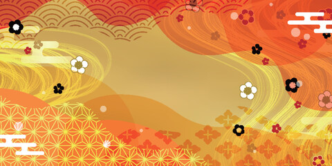 和柄　梅　年賀状　背景	