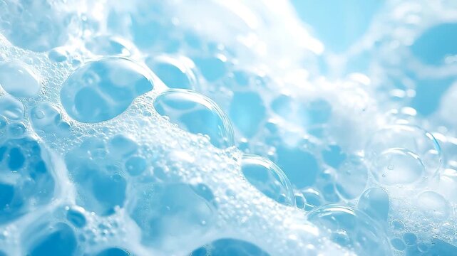 青色の背景にたくさんの細かい白い泡のクローズアップ