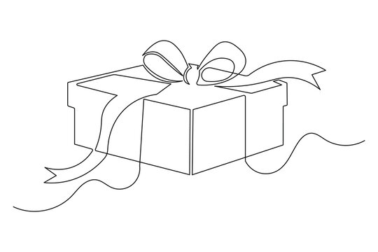 Christmas present continuous outline drawing simple style celebration