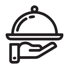 Hand serving food under a cloche icon