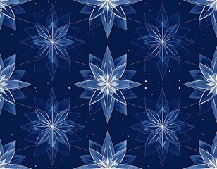 Repeated geometric star-like shapes with a blue and white color scheme