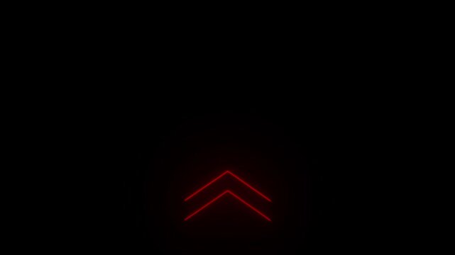 Glowing neon up arrow with luminous directional emphasis, designed for navigation, signage, and interface indicators, featuring vibrant lighting effects and smooth motion for modern upward guidance vi