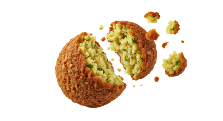 Exploding falafel: A culinary burst of flavor and texture, with a crispy exterior and soft interior, inviting a delightful gastronomic experience