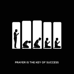 Man Praying in Sequence Showing Different Positions of Worship.