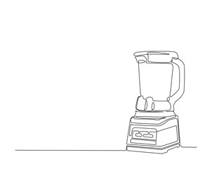 kitchen electric juicer outline drawing illustration. one continuous line drawing of juice maker or blender.