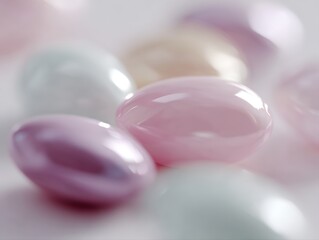 Soft pastel 3D blobs with smooth shading and glossy reflections