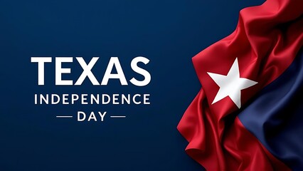 A vibrant image celebrating Texas Independence Day with the Burnet Flag waving against a deep blue background.