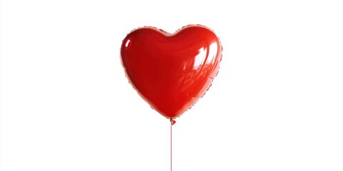 The Heart Shaped Red Balloon Floating on a Clean White Background