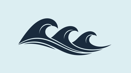 Stylized ocean waves design a dark blue and white graphic silhouette