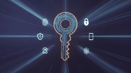 Digital Key with Security Icons and Data Streams technology