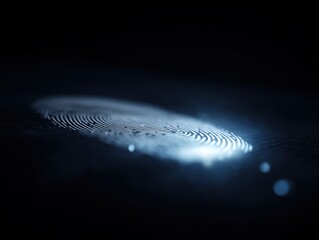 Biometric fingerprint scan glowing on digital screen, security innovation and identity verification concept