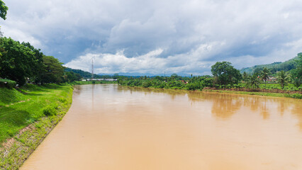 The Citanduy River, Banjar City, overflowed due to high rainfall and caused flooding.
