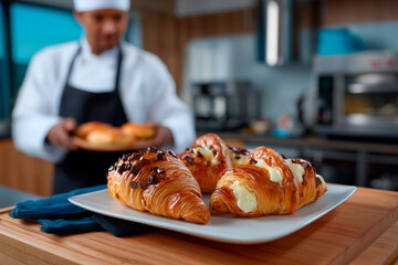 Chef baking fresh croissants for National Pastry Day
