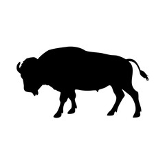 Bison Silhouette Vector Illustration on White Background