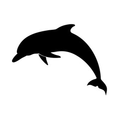 Dolphin Jumping Silhouette Vector Illustration
