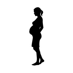 Pregnant Mother Silhouette Vector Illustration