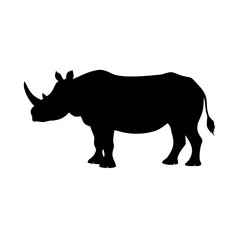 Rhino Standing Silhouette Vector Illustration