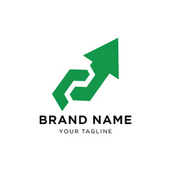 Green Arrow Upward Growth Logo Design with Brand Name and Tagline.