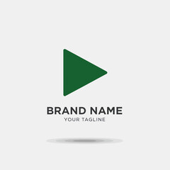 Green Play Button Logo for Brand Name and Tagline.