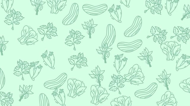 Seamless pattern of vegetables like cucumbers and peppers. Perfect for kitchen decor, food packaging, and fabric design projects. Vibrant and versatile design.