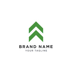 Green double arrow pointing upwards logo design concept.