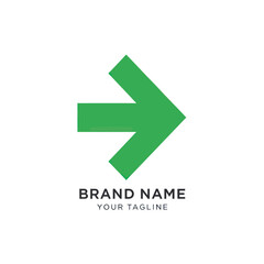 Green Arrow Symbol Pointing Right Direction Forward Movement.