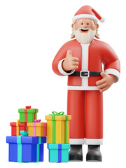 3D Santa Claus with Gifts Illustration