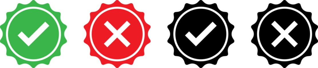 Success or Failure Checkmark and X Badges