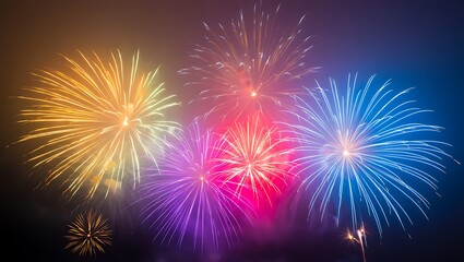 Vibrant Fireworks Display Lighting Up the Dark Night Sky