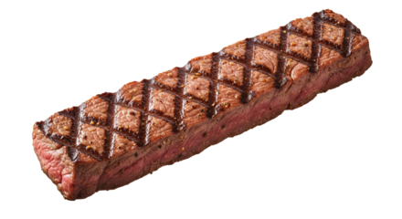 Perfectly grilled steak with diamond grill marks showcasing delicious meat texture and rich colors against a bright background