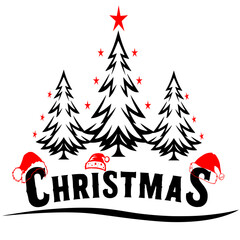 Merry Christmas. Happy New Year, 2023. Typography set. Vector logo, emblems, text design. Usable for banners, greeting cards, gifts etc.