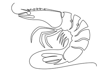 Shrimp icon continuous one line drawing minimalist style isolate outline