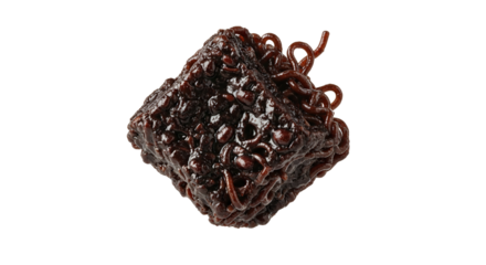 Intricate Cube of Braised Noodles Displaying Culinary Mastery and Creative Presentation Techniques