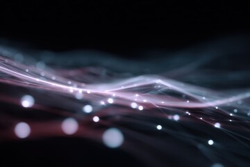 Modern AI-generated concept visuals with layered hologram grids and fluid neon energy lines representing future data networks