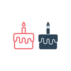 Birthday cake icons set in flat style for your design, logo. Vector illustration.