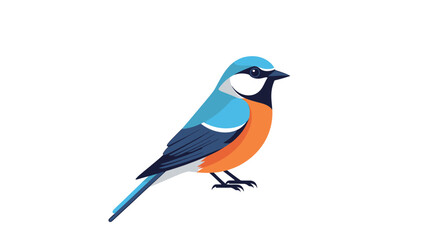 Striking illustration of a vibrant songbird, featuring brilliant blue, orange, and white plumage, poised gracefully and evoking the lightness of nature's freedom