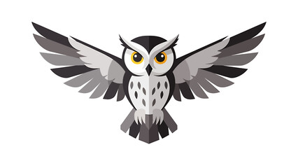 Dynamic illustration of an intelligent owl with outstretched wings, capturing its majestic presence and nocturnal nature in a clean, modern graphic design, symbolizing wisdom and vigilance